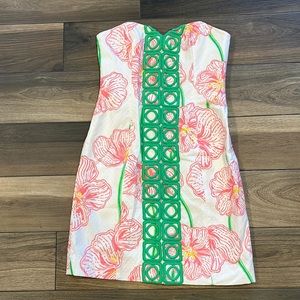 Lilly Pulitzer Angela Strapless Dress Resort White Clover Cup Sz 4 Derby Day